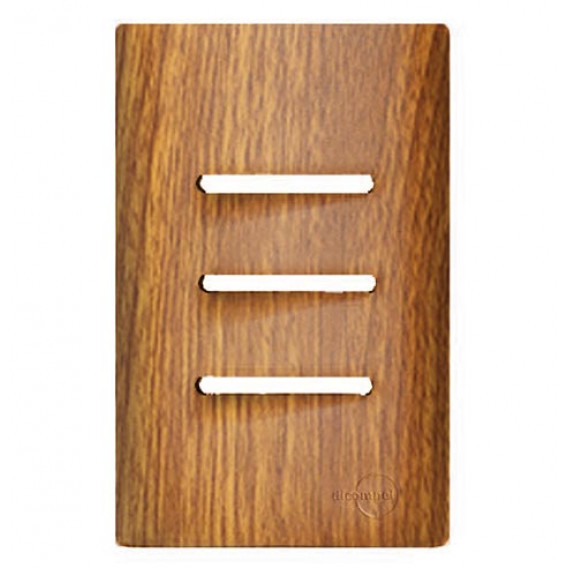 Placa p/ 3 Interruptores Horizontais 4x2 com Suporte - Novara Cumaru Placa p/ 3 Interruptores Horizontais 4x2 com Suporte - Novara Cumaru